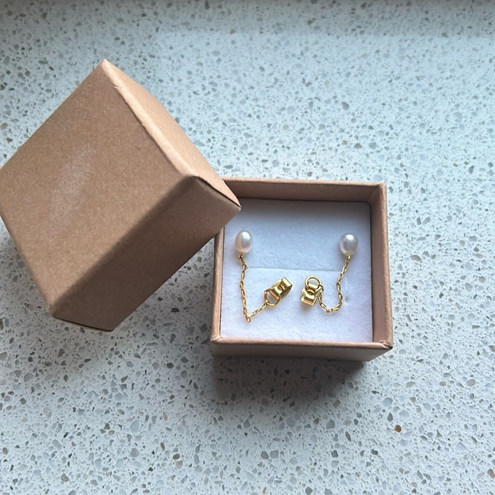 Madewell Pearl Gold Chain Earrings